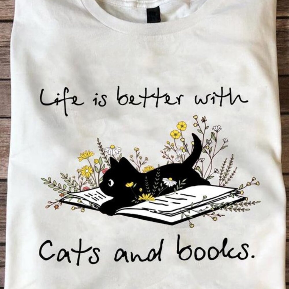 Life Is Better With Cats And Books Shirt, Cat Lover, Cat Shirt